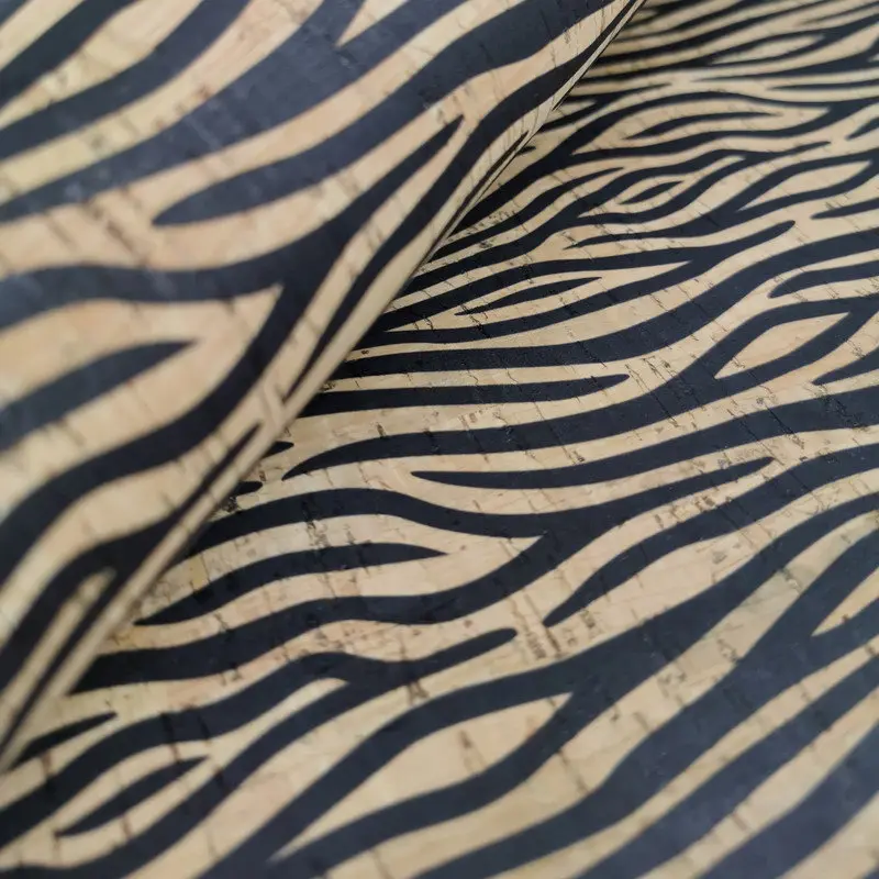 Hcork Zebra Printed Cork Fabric - F10012 2 Zebra Printed Cork Fabric-3