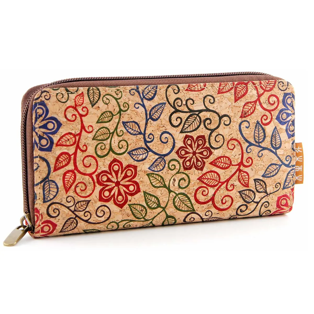 Colorful Floral Cork Zip Around Wallet - Vegan Wristlet Clutch Purse for Women 2 Hcork-Floral-Print-Cork-Zip-Around-Wallet-1