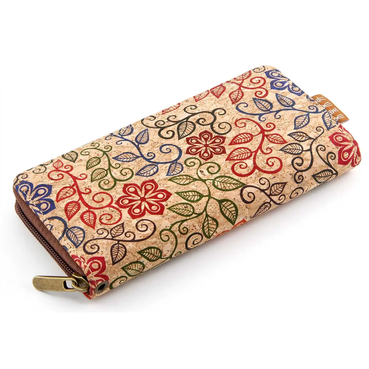 Colorful Floral Cork Zip Around Wallet - Vegan Wristlet Clutch Purse for Women 3 Colorful Floral Cork Zip Around Wallet - Vegan Wristlet Clutch Purse for Women - Image 3