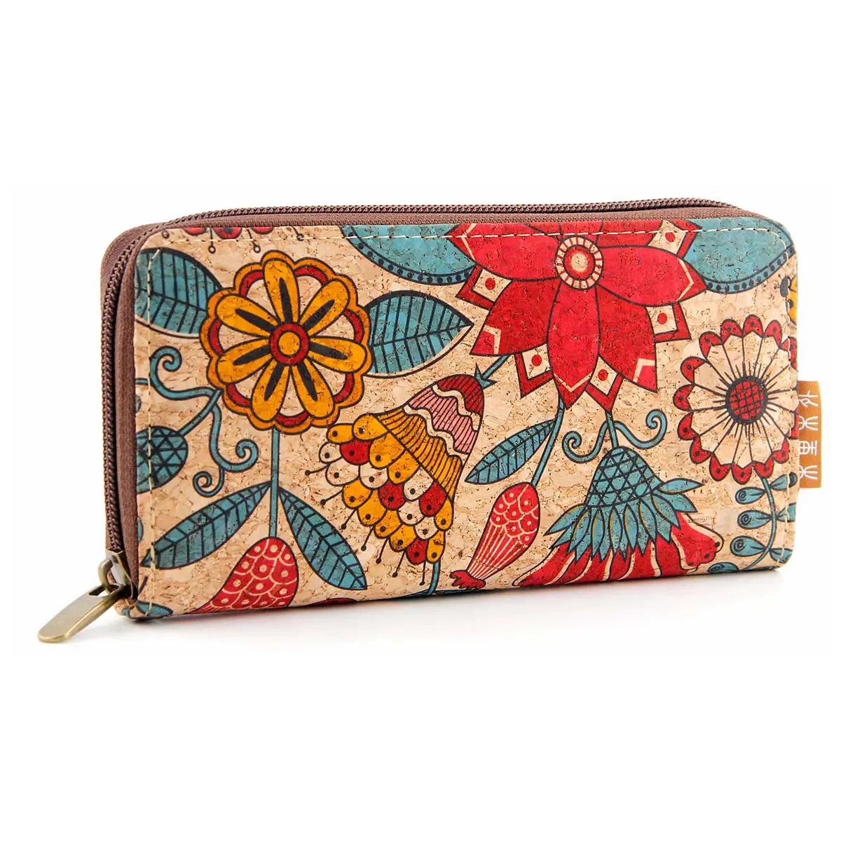 Colorful Floral Cork Zip Around Wallet - Vegan Wristlet Clutch Purse for Women 6 Hcork-Floral-Print-Cork-Zip-Around-Wallet-6