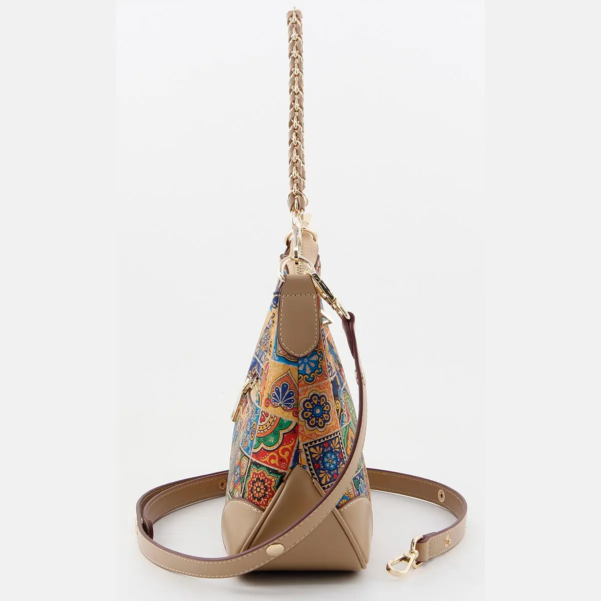 Portuguese Azulejo Cork Shoulder Bag - Vegan Hobo Purse with Gold Chain Strap 5 Portuguese Azulejo Cork Shoulder Bag - Vegan Hobo Purse with Gold Chain Strap - Image 5