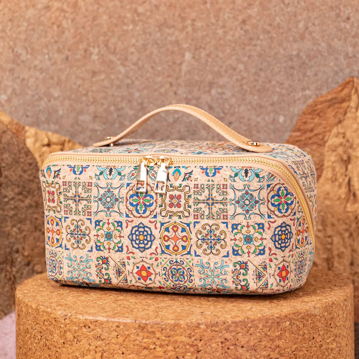 Hcork_Patchwork_Tile_Cork_Travel_Cosmetic_Bag_and_Makeup_Organizer