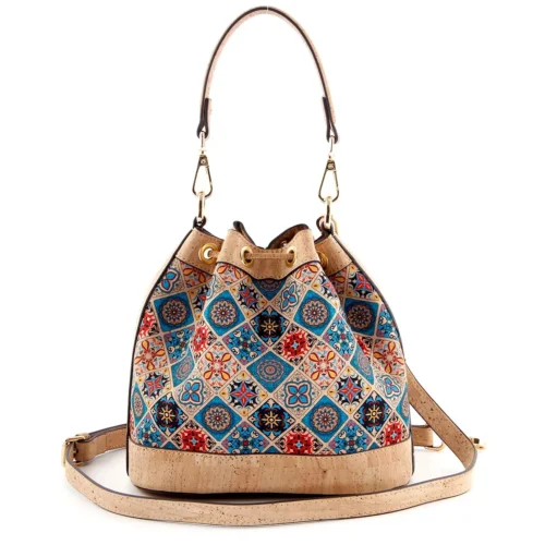 Mosaic-Print-Cork-Bucket-Bag