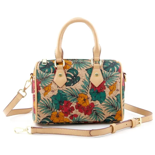 Tropical-Print-Cork-Boston-Bag