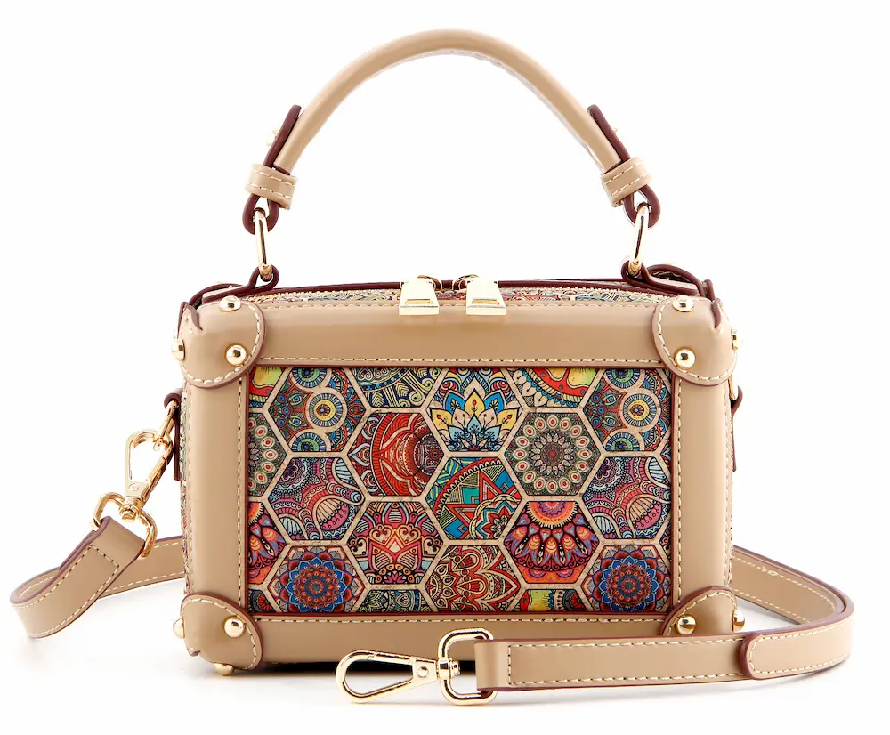 Portuguese Azulejo Cork Mini Trunk Bag - Structured Vegan Crossbody Box 6 Portuguese Azulejo Cork Mini Trunk Bag - Structured Vegan Crossbody Box - Image 6