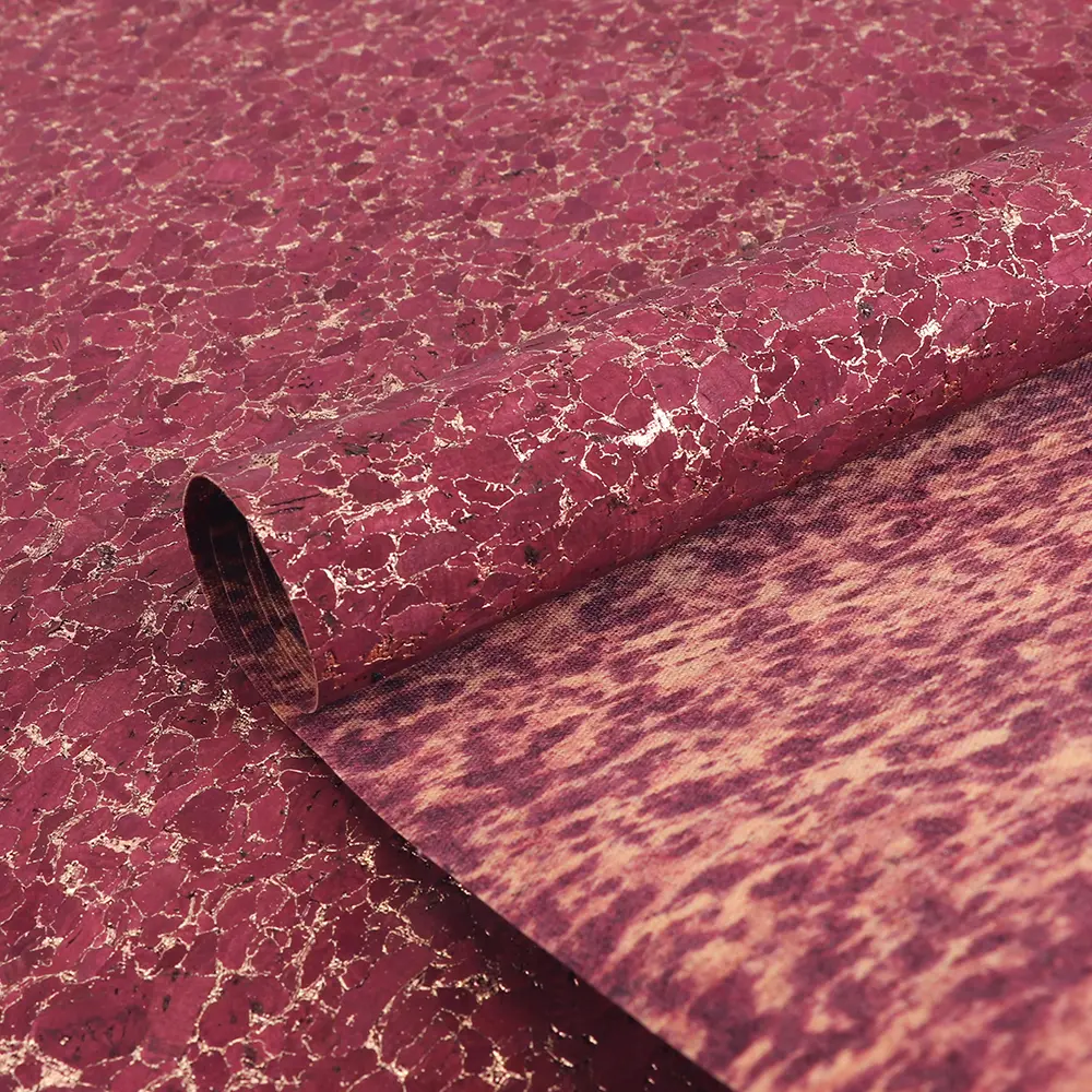 Hcork Burgundy Gold Vein Cork Fabric 3 Hcork Burgundy Gold Vein Cork Fabric - Image 3
