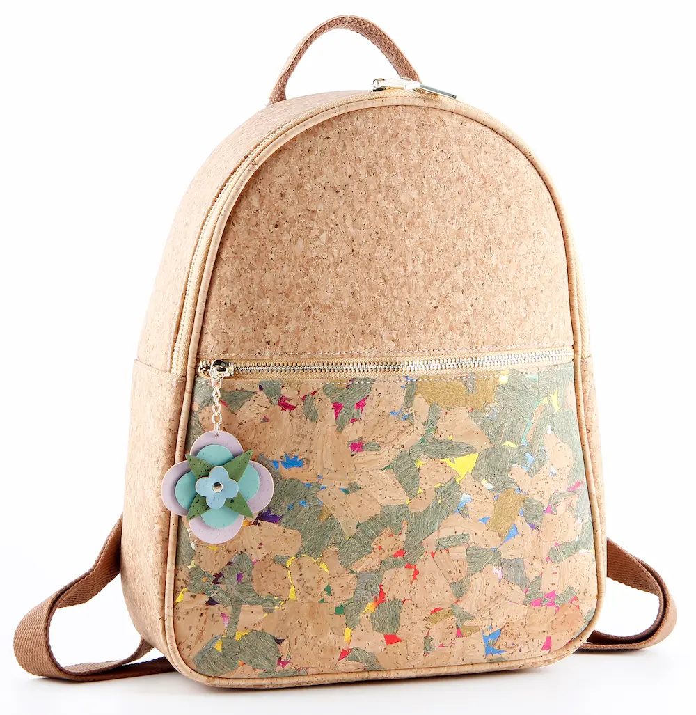Natural Colorful Mosaic Cork Backpack - Vegan Anti-theft Daypack for Women 2 -Colorful Mosaic Cork Backpack-1