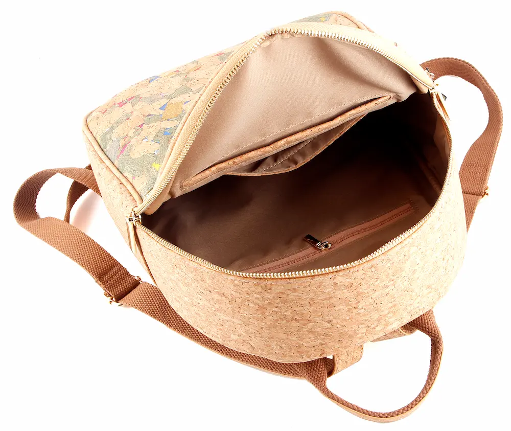 Natural Colorful Mosaic Cork Backpack - Vegan Anti-theft Daypack for Women 3 Natural Colorful Mosaic Cork Backpack - Vegan Anti-theft Daypack for Women - Image 3