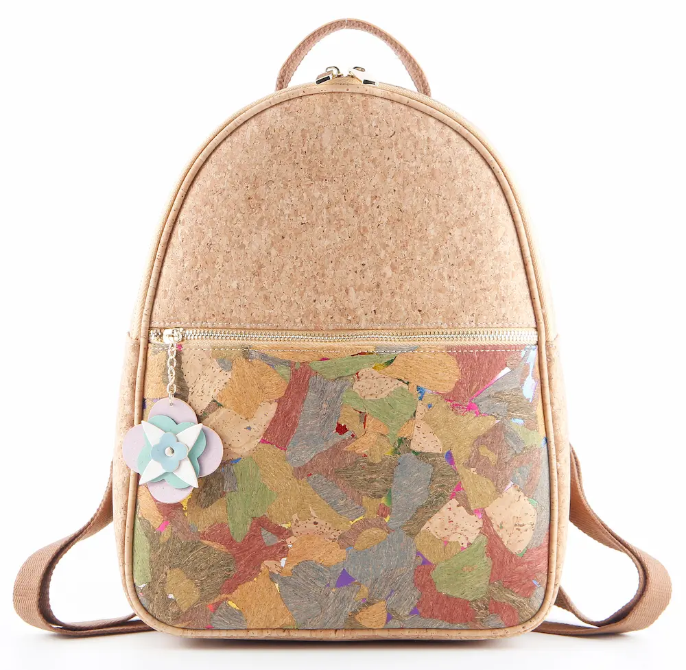 Natural Colorful Mosaic Cork Backpack - Vegan Anti-theft Daypack for Women 6 Colorful Mosaic Cork Backpack-5