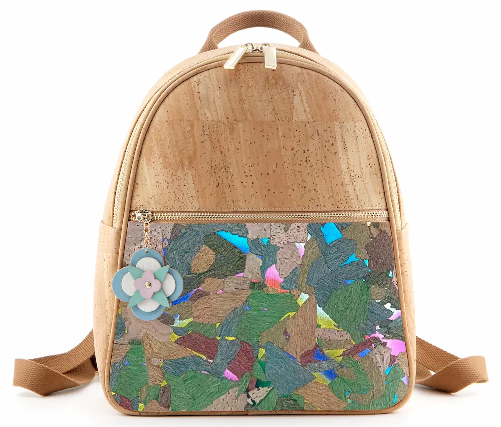 Natural Colorful Mosaic Cork Backpack - Vegan Anti-theft Daypack for Women 7 Natural Colorful Mosaic Cork Backpack - Vegan Anti-theft Daypack for Women - Image 7