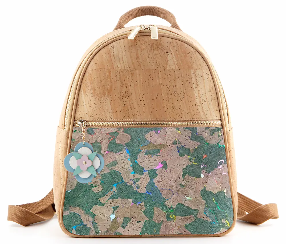 Natural Colorful Mosaic Cork Backpack - Vegan Anti-theft Daypack for Women 8 Colorful Mosaic Cork Backpack-7