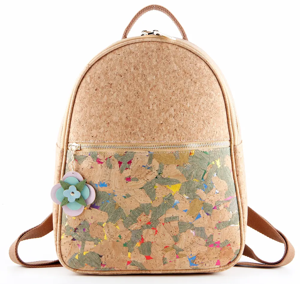 Natural Colorful Mosaic Cork Backpack - Vegan Anti-theft Daypack for Women 1 Colorful Mosaic Cork Backpack