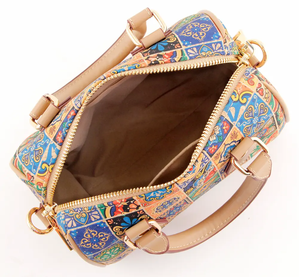 Portuguese Azulejo Tile Cork Boston Bag - Vegan Convertible Crossbody Handbag 6 Portuguese Azulejo Tile Cork Boston Bag - Vegan Convertible Crossbody Handbag - Image 6