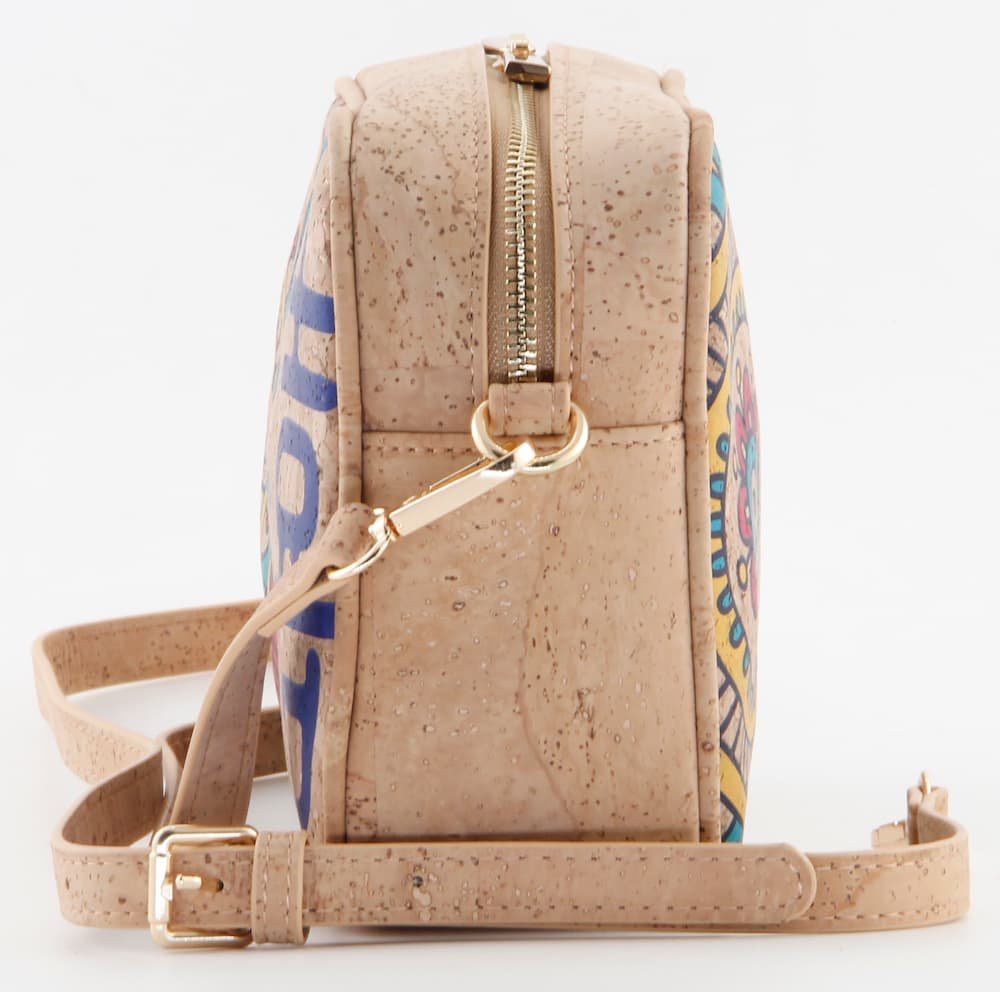 Natural Portuguese Cork Crossbody Bag - Vintage Mandala Print Collection 4 Natural Portuguese Cork Crossbody Bag - Vintage Mandala Print Collection - Image 4