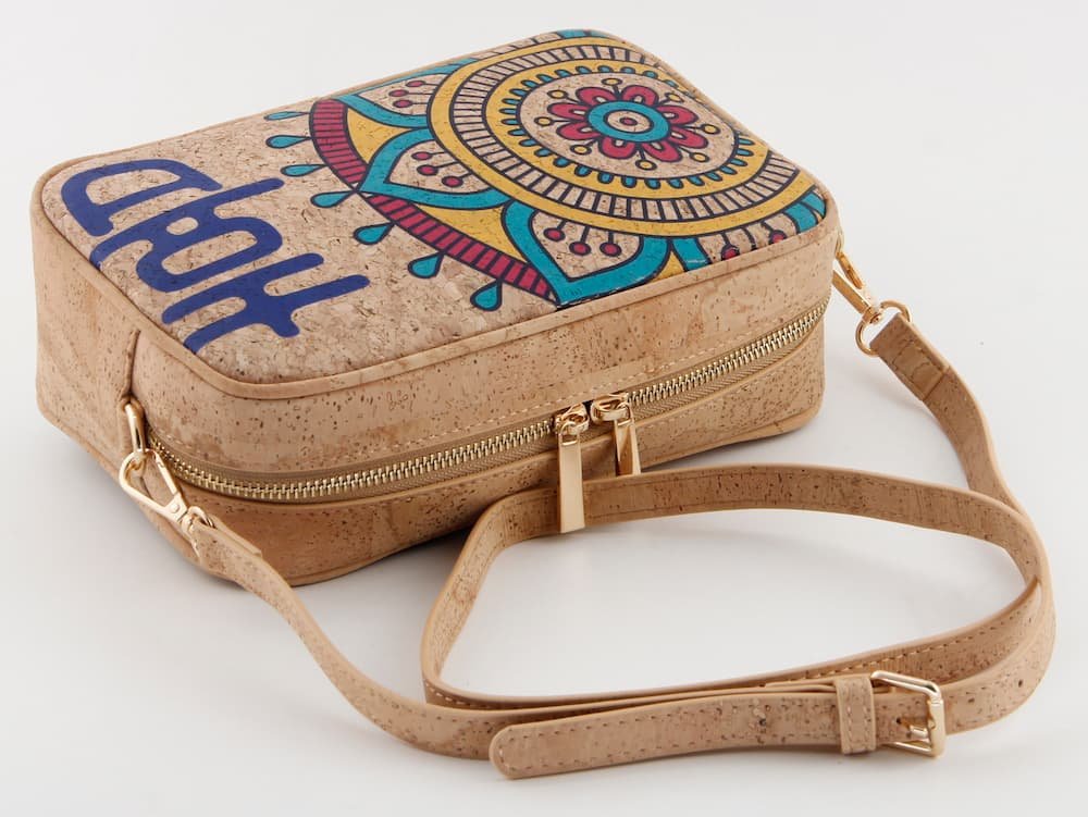 Natural Portuguese Cork Crossbody Bag - Vintage Mandala Print Collection 3 Natural Portuguese Cork Crossbody Bag - Vintage Mandala Print Collection - Image 3