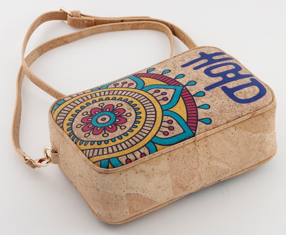 Natural Portuguese Cork Crossbody Bag - Vintage Mandala Print Collection 2 Natural Portuguese Cork Crossbody Bag - Vintage Mandala Print Collection - Image 2