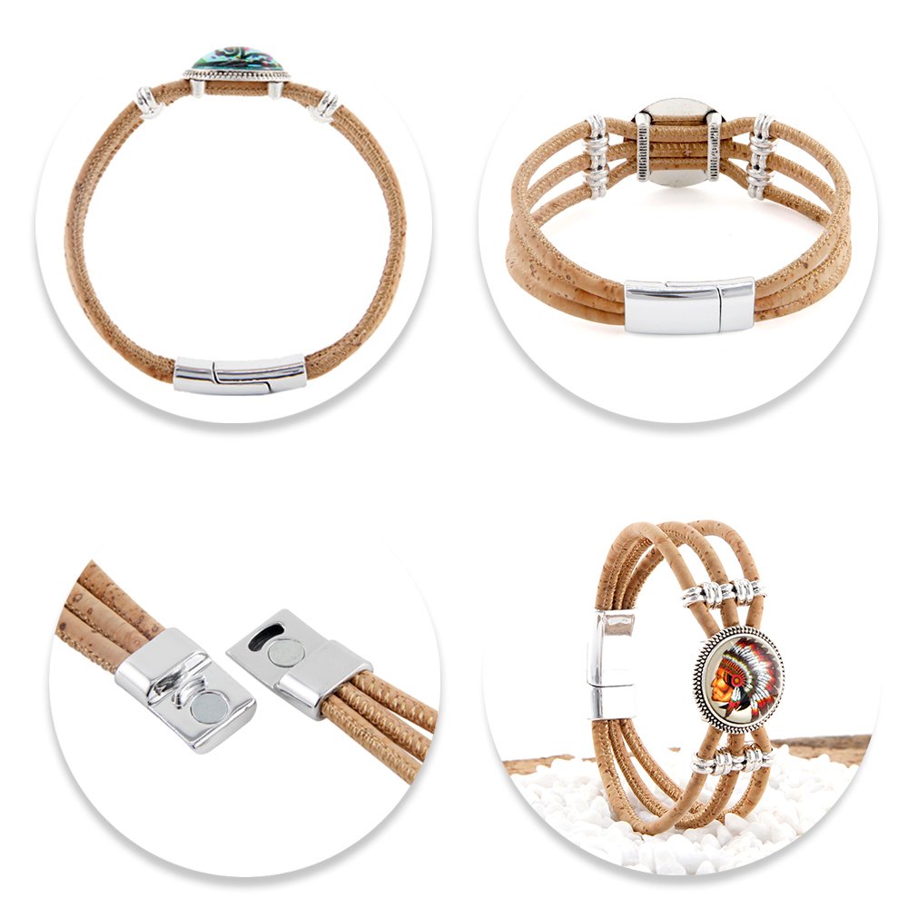 Artistic Indian Style Cork Wristband | Sustainable Unisex Bohemian Jewelry 4 Artistic Indian Style Cork Wristband | Sustainable Unisex Bohemian Jewelry - Image 4