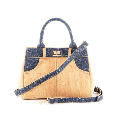 Cork Patchwork Jeans Pocket Handbag